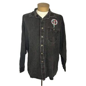 Vintage 90’s Dagger And Rose Celtic Circle Embroidered Shirt